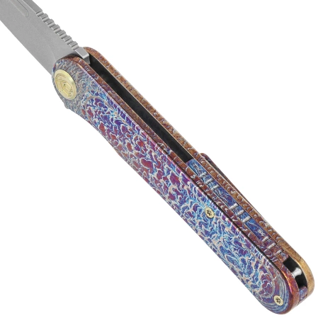 KB Kubey Dandy Knife, Flamed Titanium, Sandblasted CPM S90V by Maksym Tkachuk (KB247H)