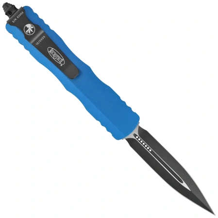 Nóż automatyczny OTF Microtech Dirac D/E Blue Aluminium, Black Cerakote M390 by Tony Marfione (225-1BL)