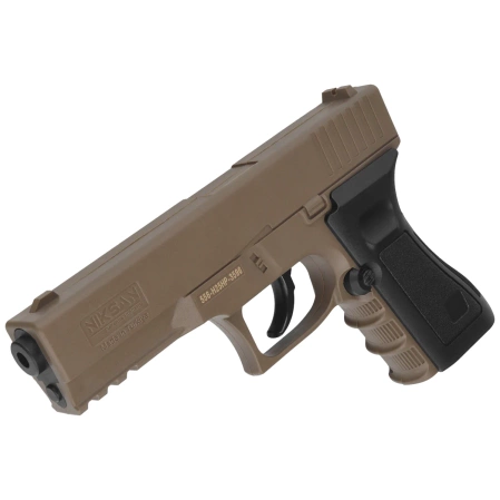 Zestaw wiatrówkowy 61: Pistolet Niksan Defence NKS CP17 Tan 4.5 mm, 1400 BBs, 10 kapsuł CO₂, 100 tarcz