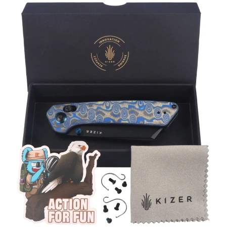 Nóż składany Kizer Madrac Vortex Micarta, Black Stonewashed Nitro-V by Matteo Pignatelli (V3693A4)