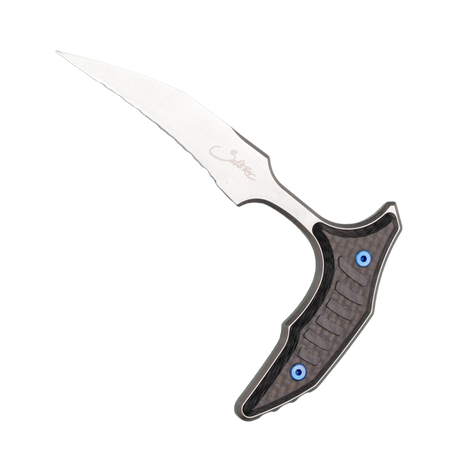 Microtech Marfione Select Bee Knife Carbon Fiber, Blue HW, Stonewashed F/S 440C by Bastinelli (218-12MS5)