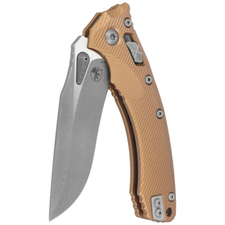 Nóż składany Microtech Amphibian Ram-Lok S/E Brown Fluted Aluminium, Apocalyptic M390MK by Tony Marfione (137RL-10APFLBN)