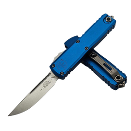 Microtech UTX-85 Gen IV S/E OTF Knife Blue Aluminum, Stonewashed M390MK by Tony Marfione (12314-10BL)