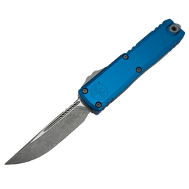 Microtech UTX-85 Gen IV S/E OTF Knife Blue Aluminum, Apocalyptic M390MK by Tony Marfione (12314-10APBL)