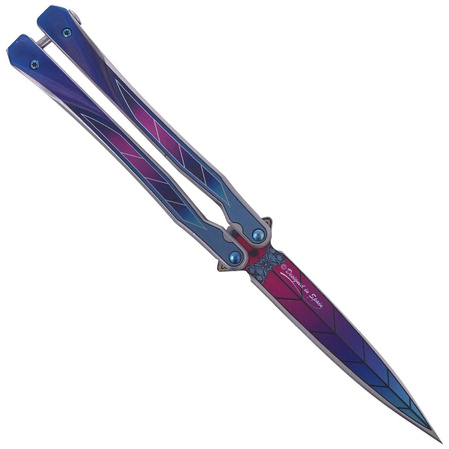 Martinez Albainox Balisong ColorFul Butterfly Knife, RainBlue Finish (02148)