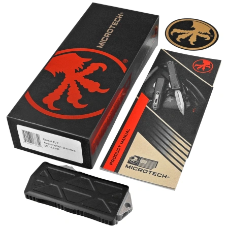 Nóż automatyczny OTF Microtech Exocet D/E Black Aluminium, Apocalyptic M390MK by Tony Marfione (157-10AP)