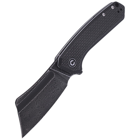 CIVIVI Knife Mini Bullmastiff Twill Carbon Fiber / Black G10, Black Damascus (C2004DS-1)