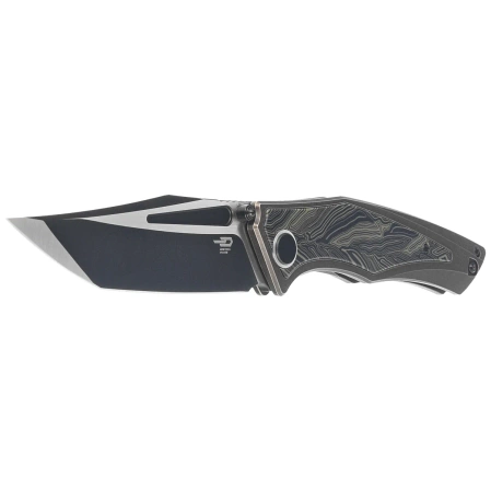 Bestech Togatta Knife Bronze Titanium/Black-Green G10, Black Stonewashed/Satin M390 by Koens Craft (BT2102E)