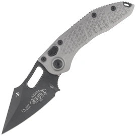 Microtech Stitch-A S/E Automatic Knife Natural Clear Aluminum, Black Apocalyptic M390 by Borka Blades and Tony Marfione (169-1APNC)