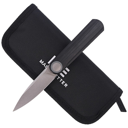 WE Knife Eidolon Drop Point Black G10, Stonewashed CPM 20CV by Justin Lundquist (WE19074A-B)