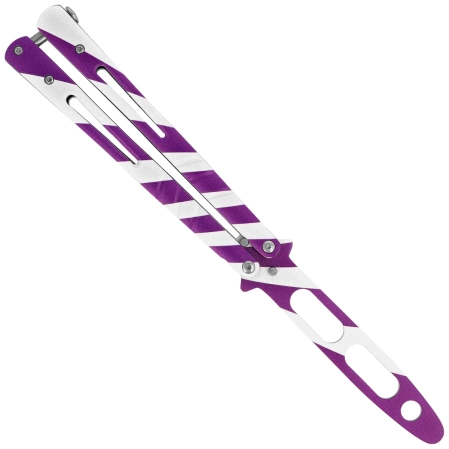 Third Decor Habitat Training Balisong Knife White-Purple Steel, White-Purple 420 (TH-K3104)