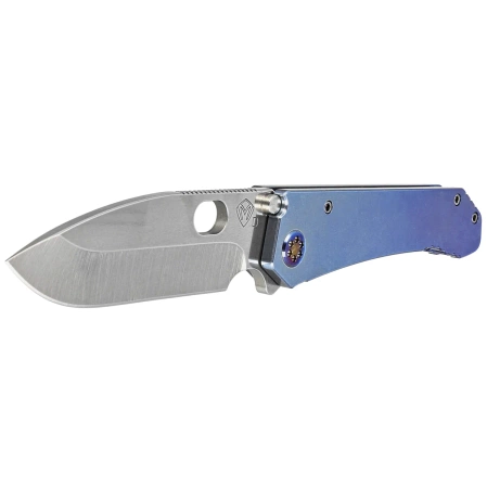 Nóż składany Medford 187 DP Blue Titanium, Flamed HW/Clip, Tumbled D2 by Greg Medford