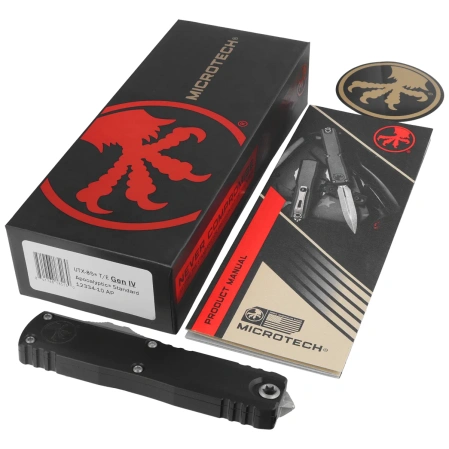 Nóż automatyczny OTF Microtech UTX-85 Gen IV T/E Black Aluminium, Apocalyptic M390MK by Tony Marfione (12334-10AP)