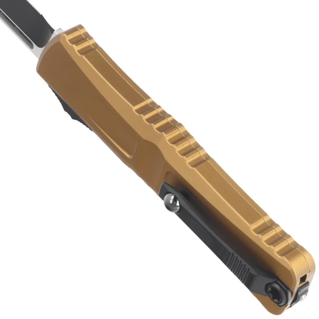 Microtech Combat Troodon Gen III S/E OTF Knife Tan Aluminum, Black M390MK by Tony Marfione (1143-1TA)