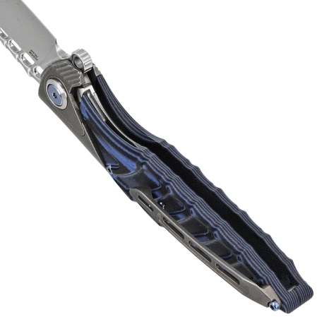 Nóż składany RikeKnife Thor 7 Integral Titanium Black/Blue G10, Satin 154CM (RK-THOR7-BB)