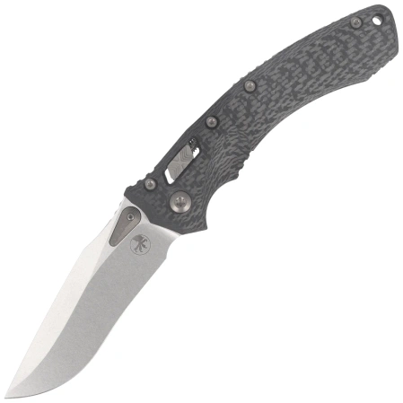 Nóż składany Microtech Amphibian Mini Ram-Lok S/E Gray Slab Side Titanium / Carbon Fiber, Flamed Bksp, Stonewashed M390MK by Tony Marfione (137MRL-10MS12)