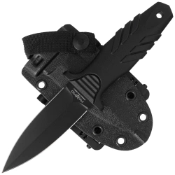 Fox FKMD Tactical Elementum Dagger D/E Knife Black PP/TPE, Black Idroglider N690Co (FX-647 AF)