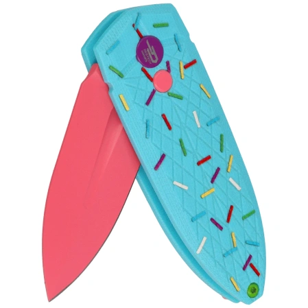 Nóż składany Bestech QUQU Blue/Printed Sprinkle Pattern G10, Pink 14C28N by Gogo (BG57C-1)
