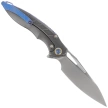 Rike Knife RK1902- B/CF Grey Titanium / Blue Carbon Fiber, Bead Blasted M390