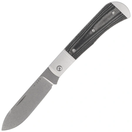 Kizer Trestle D Knife Silver Aluminum / Black Norplex UltreX Micarta, Stonewashed Nitro-V by Azo (V3760A1)