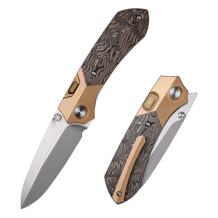 Nóż składany Remette Meteor Gold Anodizing Carbon Fiber Titanium, Pearlescent M390 (RTPT-DL)