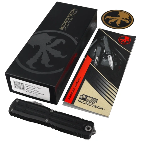 Microtech Ultratech Gen III EX-ZBP Interceptor Signature OTF Knife Black Aluminum, Apocalyptic M390MK by Tony Marfione (1117EX-10APS)