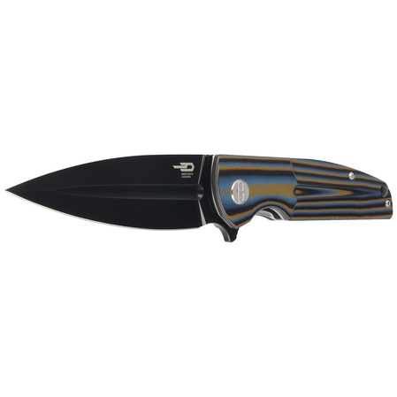 Nóż składany Bestech Fin Black / Blue / Brown G10, Black Stonewashed 14C28N (BG34D-3)