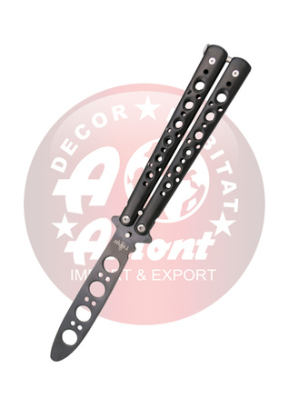 Nóż składany motylek Third Decor Habitat Balisong K3102N Practice Fan Knife Non-Cutting Black 420, Non-Edging Black 420 (TH-K3102N)