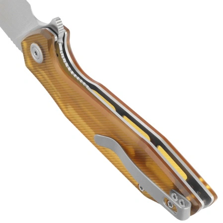 Kubey Nova KU117N Knife, Yellow Ultem, Satin 14C28N