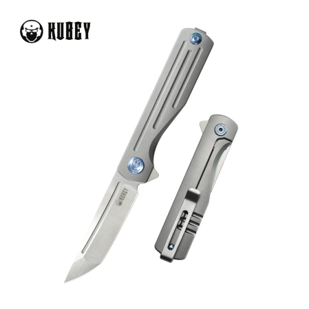 Kubey Muso Knife Gray Titanium, Satin M390 by Tiguass (KB244A)