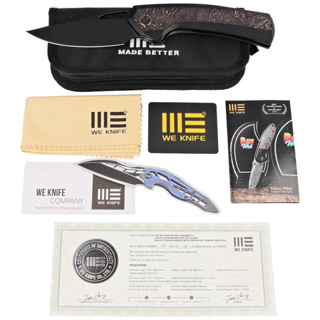 WE Knife Nefaris LE No ???/155 Black Titanium / Copper Foil / CF, Black Stonewashed CPM 20CV (WE22040F-1)