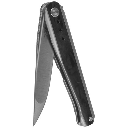 Bestech Spear Phisher White Titanium/Blue Marble CF, Hand Rubbed Satin M390 by Todd Knife and Tool (BT2405B)