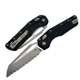 Microtech MSI Ram-Lok S/E Knife Black Tri-Grip Polymer, Stonewashed F/S M390MK by Tony Marfione (210T-12PMBK)