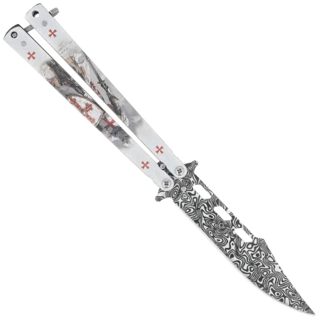 Martinez Albainox Balisong Knife White Templar 3D Design Steel, 3D Design 3Cr13Mov (02268)