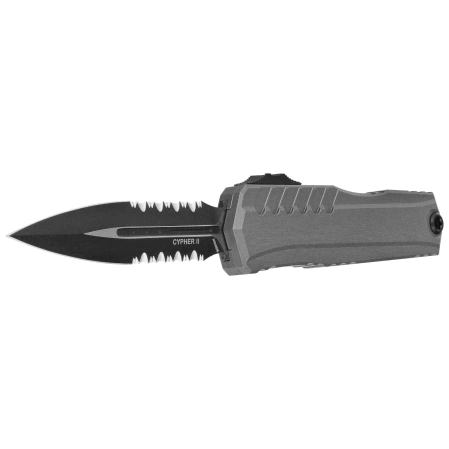 Nóż automatyczny OTF Microtech Cypher II D/E Natural Clear Aluminium, Black P/S M390MK by Deryk Munroe and Tony Marfione (1242-2NC)