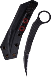Nóż Microtech Feather Signature Flag Distressed Black F/S M390 by Bastinelli (215-3DBKS-FLAG)