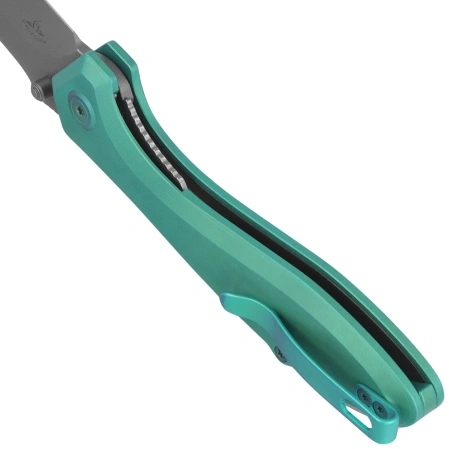 Kubey Ruckus Knife Green Titanium, Beadblasted CPM 20CV by Sherif Manganas (KB314S)