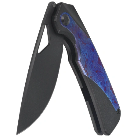 Kizer Topsail Knife Black Titanium / Purple Timascus, Matte DLC Ultra S45VN by Jonathan Styles (Ki3735A2)