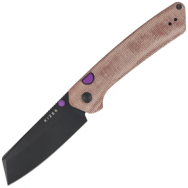 Kizer Madrac Knife Brown Norplex UltreX Micarta, Black PVD 14C28N by Matteo Pignatelli (V3693BSA1)