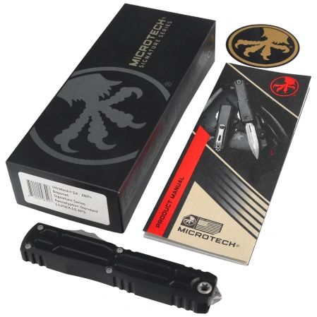 Nóż automatyczny OTF Microtech Ultratech Gen III EX-ZBP Bayonet Signature Black Aluminum, Apocalyptic M390MK by Tony Marfione (1120EX-10APS)