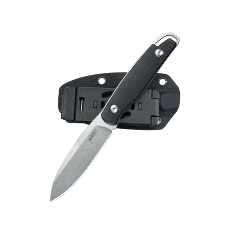 Kubey Dust Devil Knife Black Micarta, Beadblasted 14C28N by K.C. Spiron (KU357A)