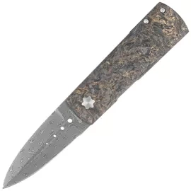 Maserin Daga 372/DG Knife Black-Gold Fat Carbon, Damascus Small Roses by Attilio Morotti