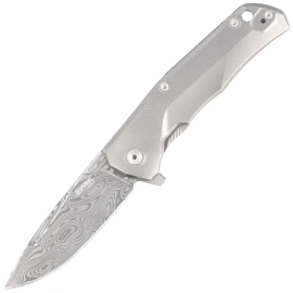 LionSteel T.R.E. Knife Gray Titanium, Thor Damasteel Damascus by Molletta (TRE DT GY)