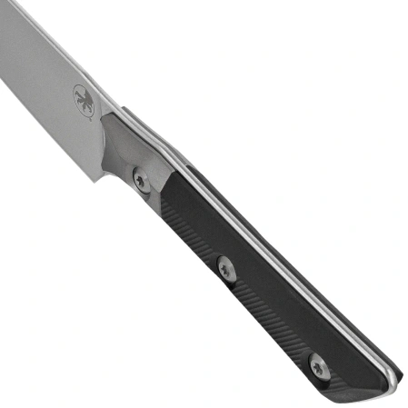 Microtech Utility Kitchen Knife Titanium Bolster/Black G10, Stonewashed MK390 (3400B-10BK)