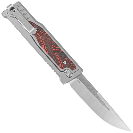 Nóż grawitacyjny Reate EXO-M Gravity Drop Point Bead Blasted Titanium/Damascus Red-Black G10, Satin Elmax