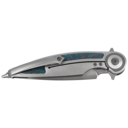 Nóż składany Rike Knife RK-Viper 2-B-P/GrCF Gray Titanium / Green Carbon Fiber, Satin M398 by Richard Wu