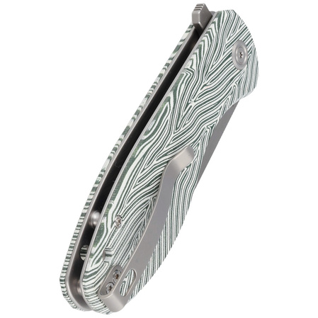 Kubey Knife Master Chief White Green G10, Bead Blast AUS-10 by Keanu Alfaro (KU358B)