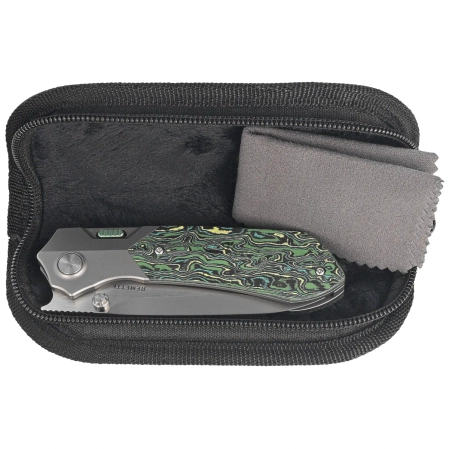 Remette RT-Meteor Knife Gray Titanium/Toxic Storm Carbon Fiber, Pearlescent M390 (RTPT-C )