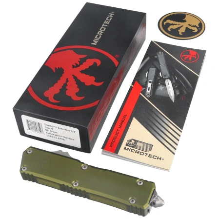 Nóż automatyczny OTF Microtech Scarab II Gen III Executive S/E OD Green Aluminium, Apocalyptic M390MK by Tony Marfione (1176-10APOD)