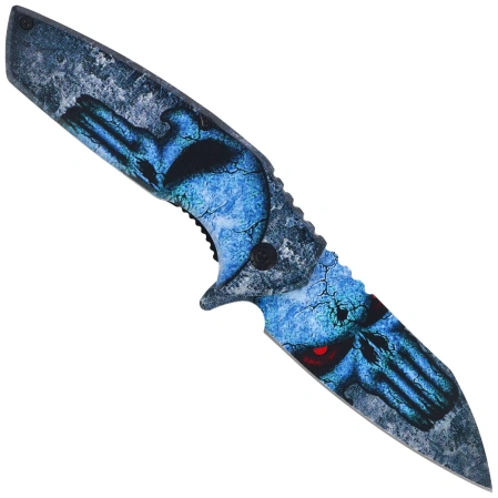 Nóż składany ratowniczy Third Decor Habitat K2944 3D Blue Skull Steel, 3D Blue Skull 420 (TH-K2944)